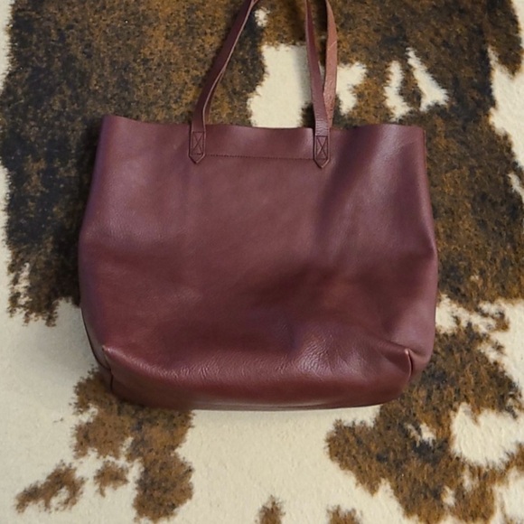Madewell Burgundy Leather Transport Tote - Picture 1 of 6